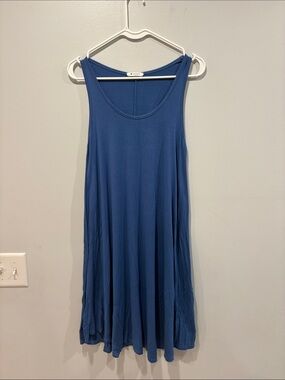 Blue Sleeveless Midi Swing Dress - Women ptp 16 length 38